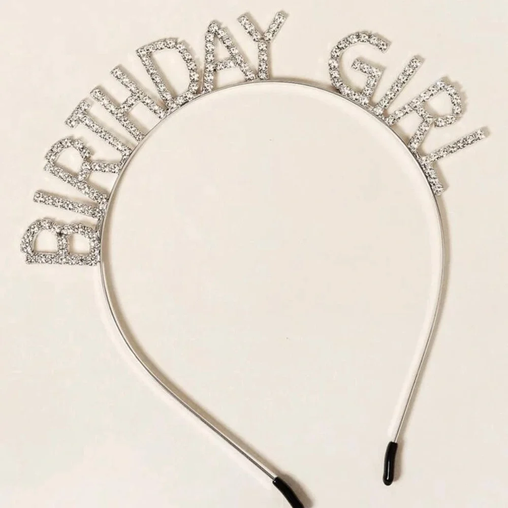 Brand New Silver Rhinestone Birthday Girl Headband